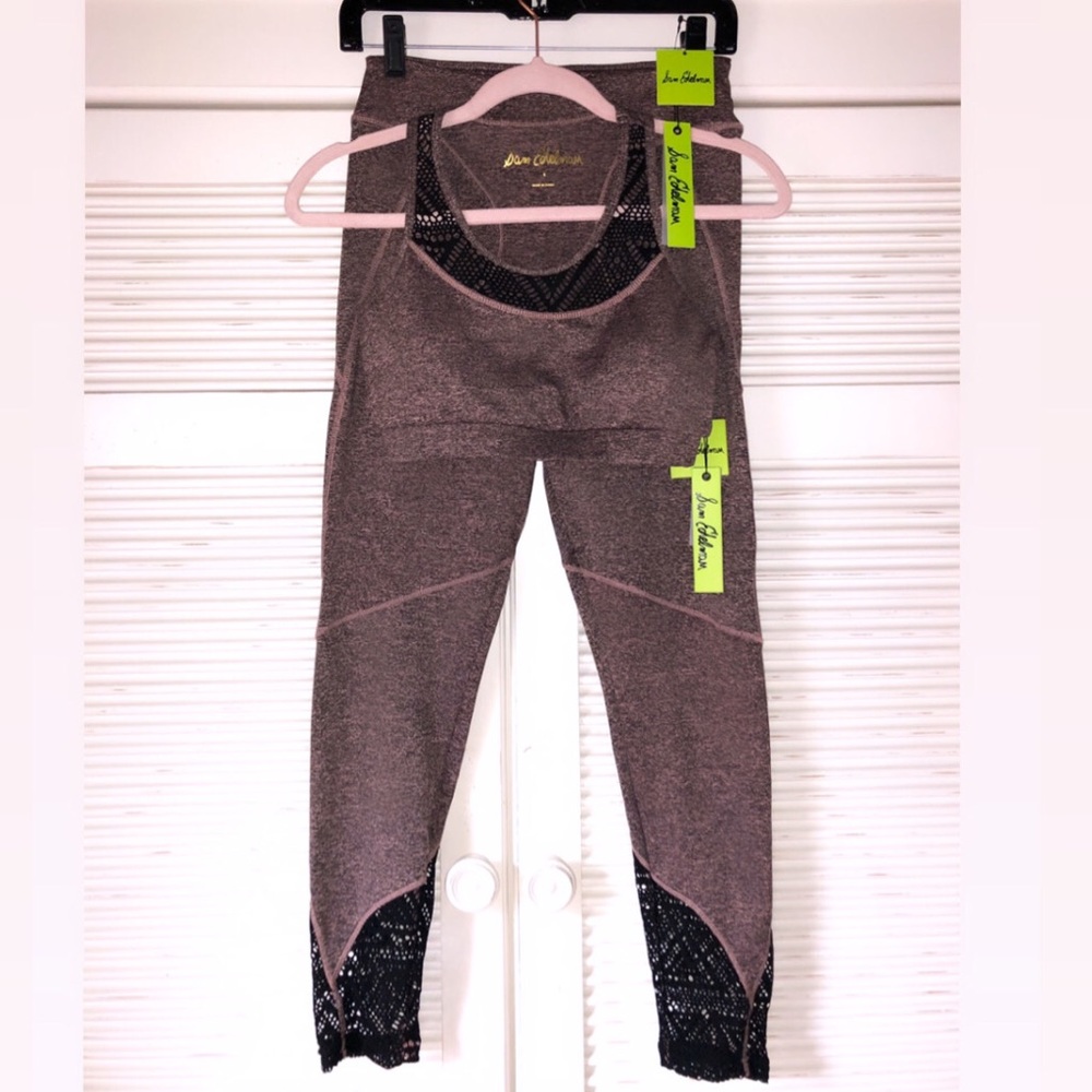 Sam Edelman Lace Hem Leggings & Sports Bra Set